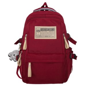 aesthetic large capacity cute backpack (black & red)